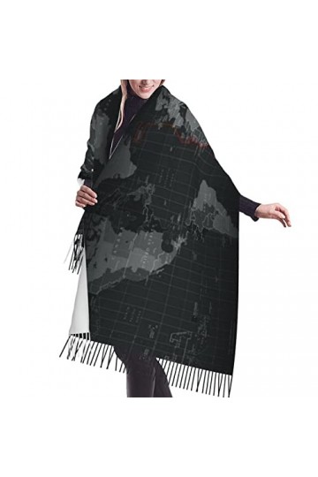 Foulard chaud en cachemire à franges avec motif tête de mort et cactus mignon - Unisexe pour homme et femme - Écharpe dhiver