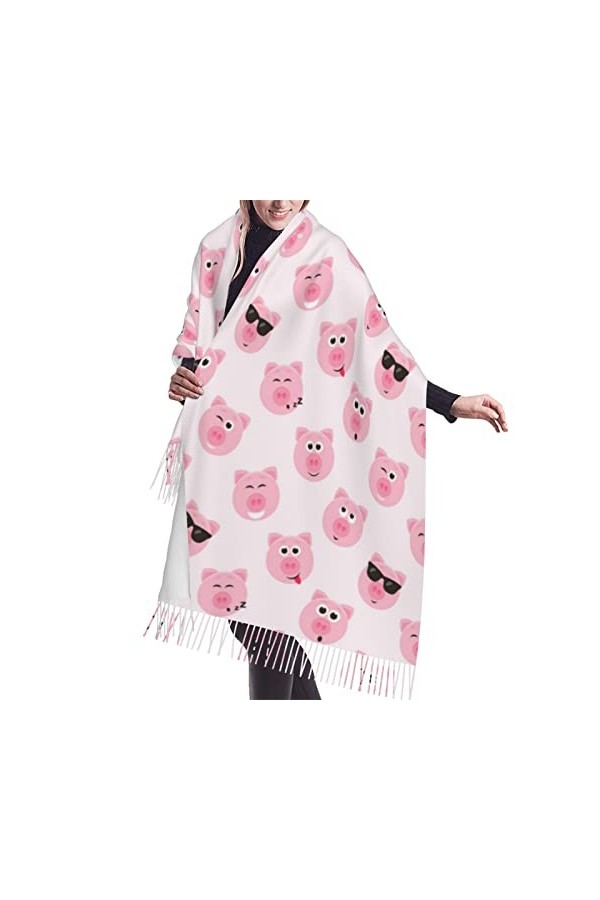 Foulard chaud en cachemire à franges avec motif tête de mort et cactus mignon - Unisexe pour homme et femme - Écharpe dhiver