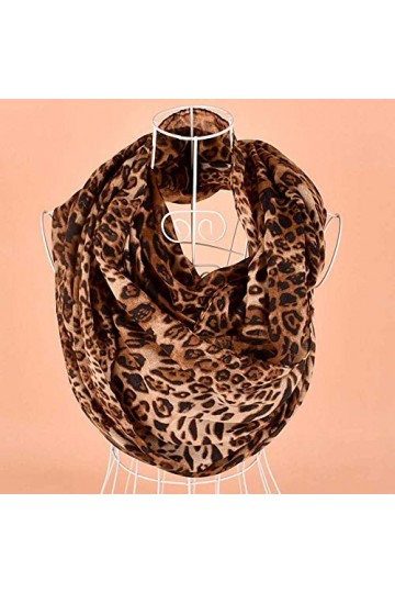 Walaka éCharpe Femme Hiver Hiver Chaud LéOpard Imprimé Longue Laine ChâLe Doux Long Cou éCharpe