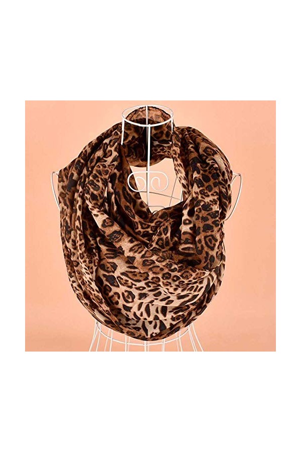 Walaka éCharpe Femme Hiver Hiver Chaud LéOpard Imprimé Longue Laine ChâLe Doux Long Cou éCharpe