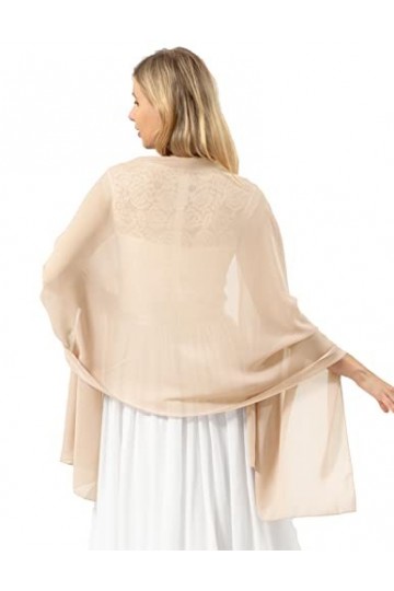 Bridesmay Femme écharpe Châle Foulard Etole Pashmina en Mousseline unicolore pour Robe de Soirée Mariage Mariée Cérémonie Coc