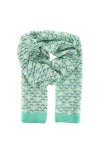 Foulard Femme Motif Imprimé Feuilles Vert deau et Doré - 50% Coton et Viscose - Grand Foulard Original Long et Rectangulaire