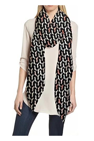 Lina & Lily Écharpe Foulard pour Femme Imprimé Dachshund Teckel Chien Multicolore 