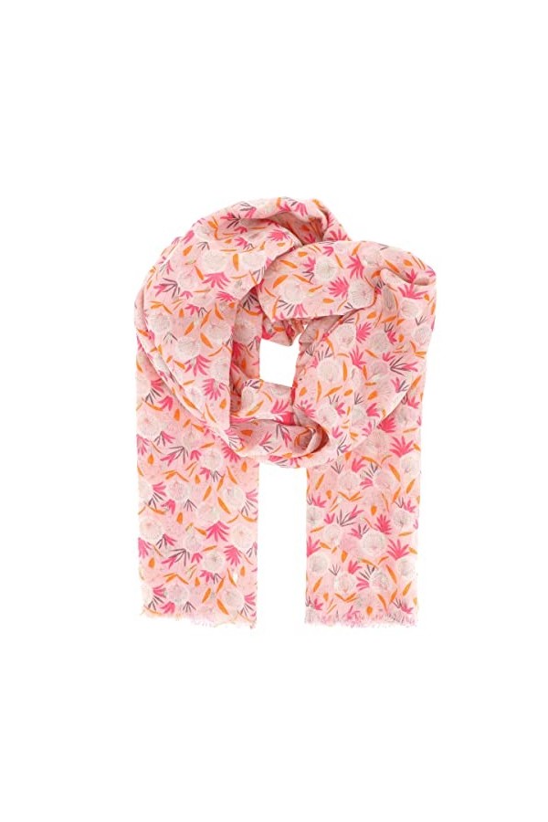 moonbow Foulard Femme Fleuri Bleu et Argenté - Motif Imprimé Fleurs Pissenlit - 50% Coton et Viscose - Grand Foulard Original