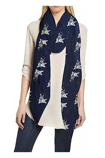 Lina & Lily Écharpe Foulard Femme à Motif Chat Bleu Foncé 