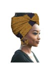 HZQIFEI Turban de Femmes, Turbans Foulard avec Boucle doreille Imprimé Bandeau Headwraps Style 26, 55 * 180cm 