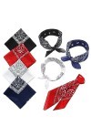 Lot de 4 bandanas, unisexes, 90 x 90 cm, grande taille, bande respirante, bandeau, mouchoir, bandeau, cou, style rétro, embal