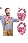 Hicarer 2 Foulards de Fête de Bières 45 x 105 cm Écharpe à Carreaux Écharpe Triangle Traditionnelle Bavaroise Rouge, Blanc 