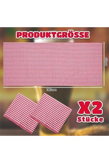 Hicarer 2 Foulards de Fête de Bières 45 x 105 cm Écharpe à Carreaux Écharpe Triangle Traditionnelle Bavaroise Rouge, Blanc 