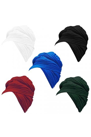 MOFASVIGI Lot de 5 turban en jersey extensible, grand foulard africain, foulard pour cheveux urbains, écharpe longue pour fem