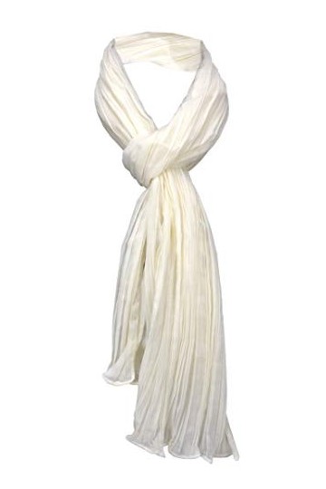 TigerTie écharpe plissé en crème ivoire unicolor - taille 160 x 70 cm