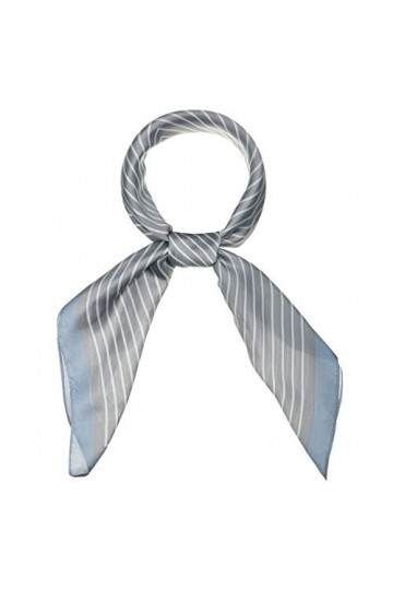 sourcing map 70cm Femmes À rayures Impression Foulards Carrés Foulard Bandeau Bandeau Gris 70 * 70 cm / 27,56 * 27,56 pouces 