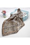 Echarpe Femme,Mode Automne Doux Léopard Argent Doré Soie Foulard Carré Écharpes pour Dames Cadeaux Mariage Bal De Fête Châle,