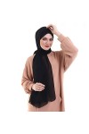 Hijab Mousseline - Voile Foulard Musulman - 190cm x 75cm - Taille Unique - Noir