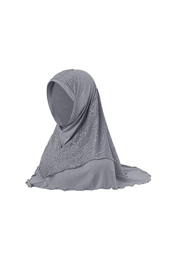 TINAYAUE Foulard hijab musulman en dentelle pour femmes et filles - Écharpe confortable et extensible - Couverture complète -