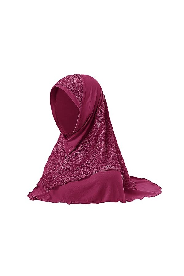 TINAYAUE Foulard hijab musulman en dentelle pour femmes et filles - Écharpe confortable et extensible - Couverture complète -