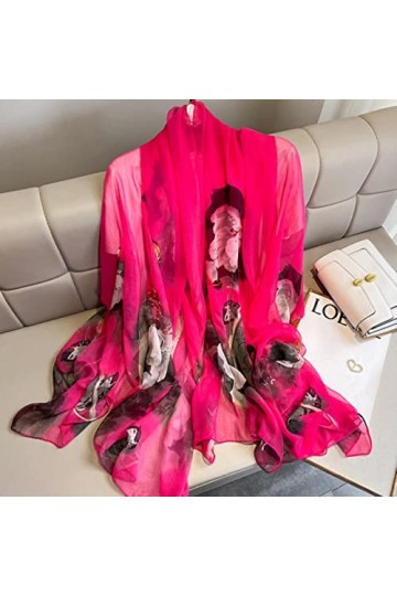 Écharpe Summer Imprimer Silk Silk Foulards pour Lady Châles Enveloppes Oversize Femme Hijabs Pashmina Foulard Bandana Col de 