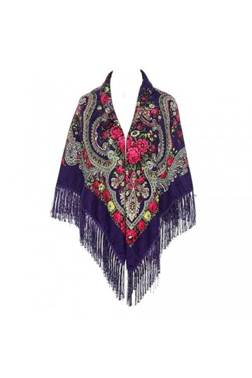 Foulard traditionnel ukrainien hijab musulman style ethnique avec pompons pour femme