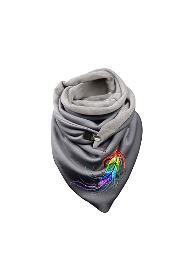 Yudiega Foulard Femme Écharpe Tube Hiver Hommes Femmes Couleurs Plumes Imprimés Coton Hiver Chaud Écharpe avec Boutons Écharp
