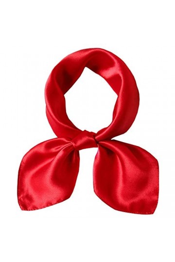 LDCSA Foulard Carré Femme en Satin de Soie Écharpe Petit Square Scarf Cadeau 53 * 53cm Rouge 