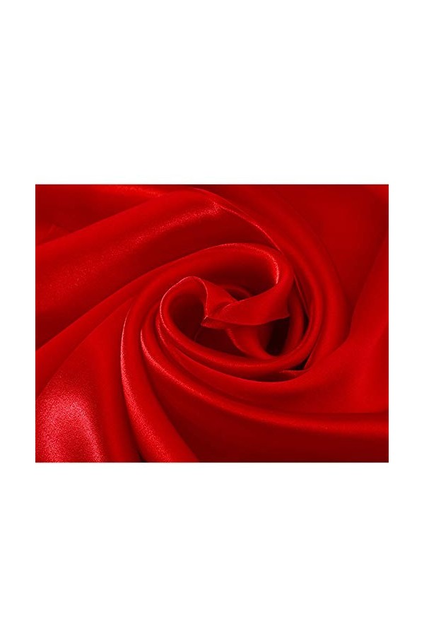 LDCSA Foulard Carré Femme en Satin de Soie Écharpe Petit Square Scarf Cadeau 53 * 53cm Rouge 