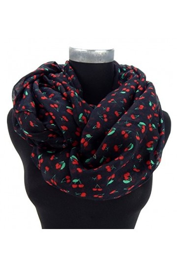 Ella Jonte FOULARD ÉCHARPE FEMME by Tube Snood noir rouge avec cerises très chic rockabilly