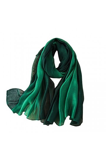 Générique Femme Foulard en Soie Dégradé de Couleur Unie Vert-11