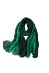 Générique Femme Foulard en Soie Dégradé de Couleur Unie Vert-11