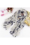VORCOOL Voile Écharpe Longue Doux Foulard avec Papillon Bleu + Blanc 