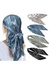 Foulard Carré Femme Grand Bandanas Écharpe Doux Polyester Bandeaux Cheveux Accessoires Mouchoir Motif dImpression Classiques