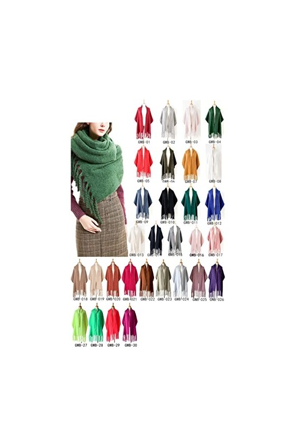 XYUAN Echarpes Et Foulards Femme,Hiver Épaissi Écharpes Couleur Unie Dames Longues Écharpes Chaud en Peluche Gland Châle Viol