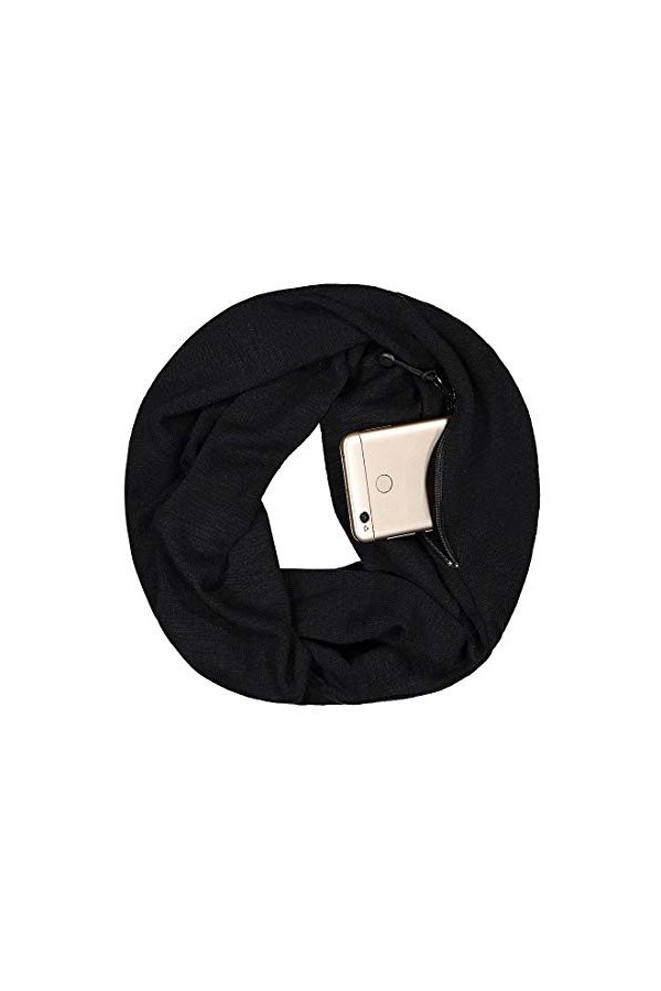 Simoda Foulard femme à carreaux infinity hiver écharpes douces et chaudes avec une poche cachée secrète Navy 