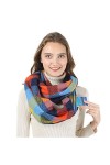 Simoda Foulard femme à carreaux infinity hiver écharpes douces et chaudes avec une poche cachée secrète Navy 