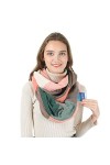 Simoda Foulard femme à carreaux infinity hiver écharpes douces et chaudes avec une poche cachée secrète Navy 