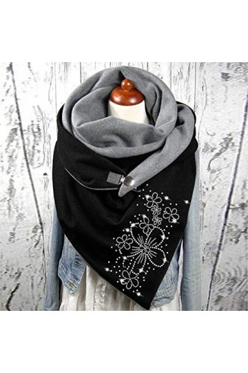 Walaka Echarpes Foulards Châles Triangle Mode Femmes Couleur Unie Écharpe Turban Haute Coton Impressions de chat Bouton Doux 