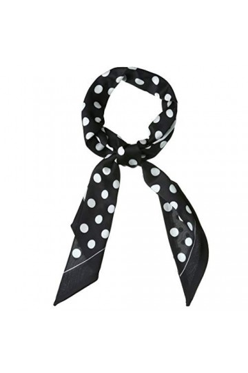 sourcing map Femmes Pois Skinny Écharpe Cou Écharpes Double Face Impression Foulard Bandeau Noir 150 x 13 cm / 59,06 x 5,12 p