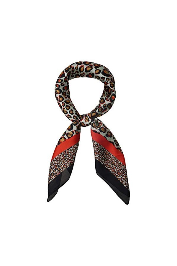sourcing map 70cm Animal Léopard Impression Soie Like Carré Mouchoir Foulard Cou Head Écharpe Foulard Bandana Orange 70 * 70