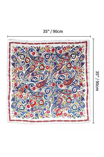 MOFASVIGI Lot de 4 grands foulards carrés en satin pour femme - Toucher soie - Foulard pour cheveux - Foulard de cou - Bandan