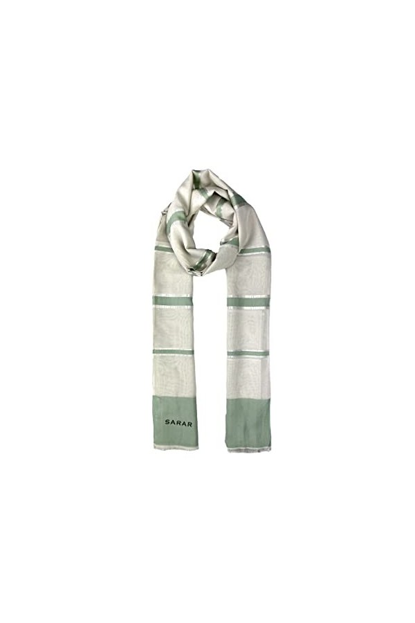 SARAR Foulard en coton pour femme - Léger et doux - 75 x 200 cm, Couleur : vert crème, L