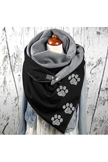 Walaka Écharpe Imprimé Chat Femme Vintage Foulards Hiver Chaud Bouton Doux Wrap Scarf Triangle Châles Décontracté B, taille 