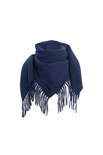 Asudaro Écharpe à franges chaude dhiver de couleurs unies Écharpe enveloppante de châle adaptée aux femmes Long Couverture F