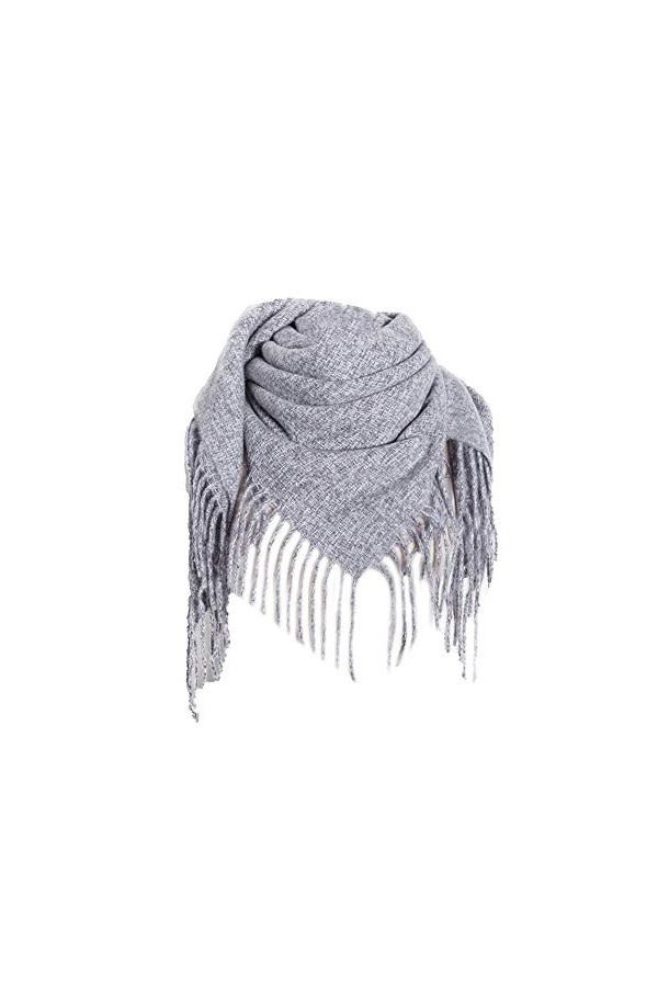 Asudaro Écharpe à franges chaude dhiver de couleurs unies Écharpe enveloppante de châle adaptée aux femmes Long Couverture F