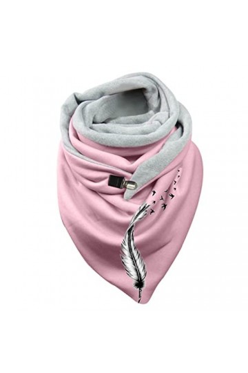 Foulard dhiver chaud en coton imprimé plumes JnY675 pour femme, C, taille unique