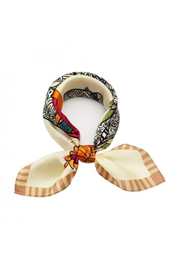 laprée - Petit Foulard Carré Soie Foulard Femme Soie Foulard Soie Naturelle Femme Bandana 52 * 52cm Motif Eléphant Fleur