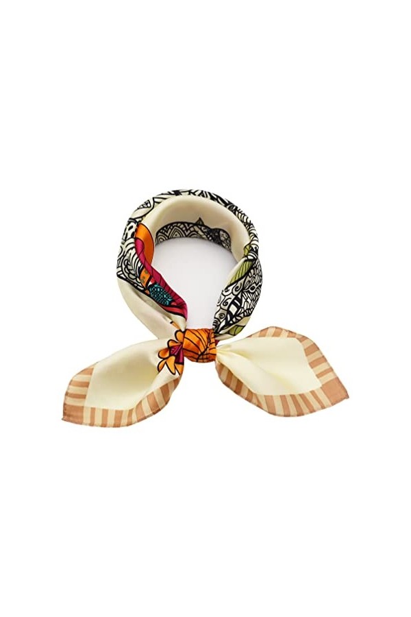 laprée - Petit Foulard Carré Soie Foulard Femme Soie Foulard Soie Naturelle Femme Bandana 52 * 52cm Motif Eléphant Fleur