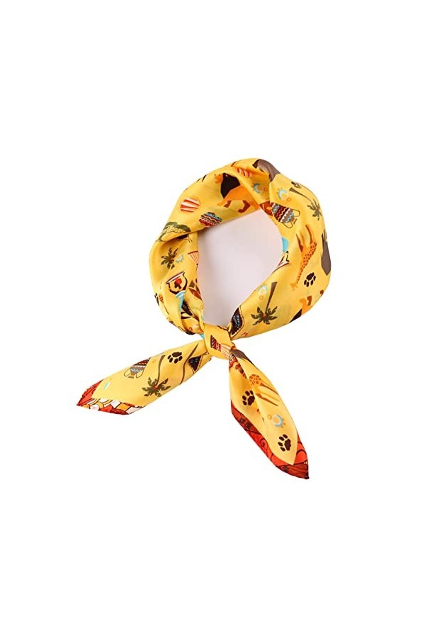 laprée - Petit Foulard Carré Soie Foulard Femme Soie Foulard Soie Naturelle Femme Bandana 52 * 52cm Motif Eléphant Fleur