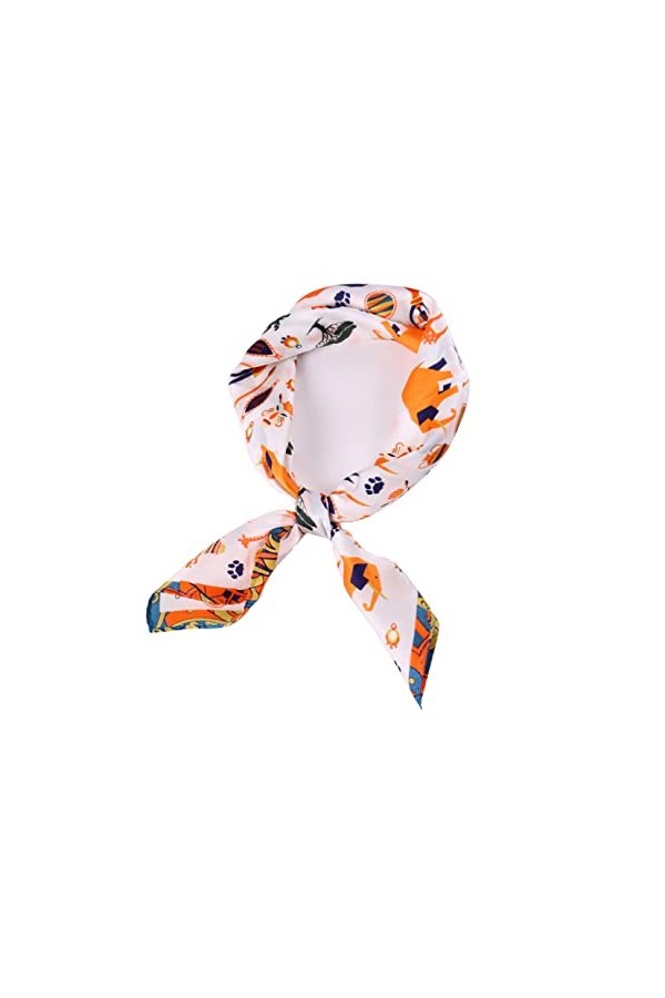 laprée - Petit Foulard Carré Soie Foulard Femme Soie Foulard Soie Naturelle Femme Bandana 52 * 52cm Motif Eléphant Fleur