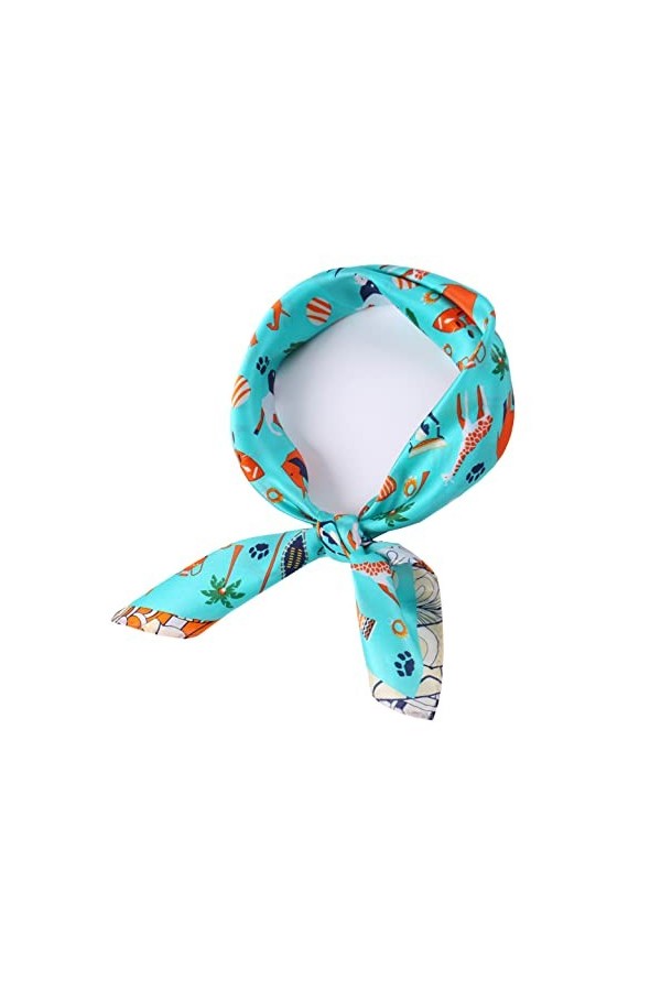 laprée - Petit Foulard Carré Soie Foulard Femme Soie Foulard Soie Naturelle Femme Bandana 52 * 52cm Motif Eléphant Fleur