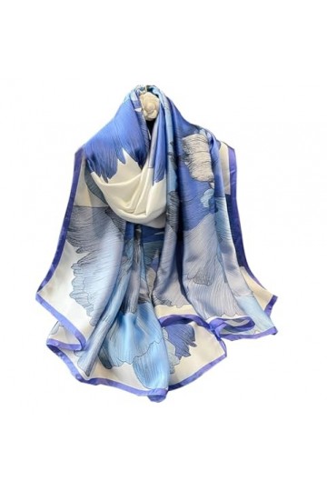 Leisofter Foulard Femme Soie Élégant Foulards en Soie Foulards Foulards Cadeau pour les Femmes, 180 x 90, bleu, taille unique