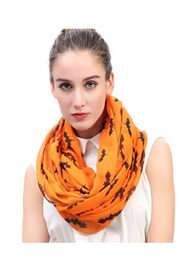 Lina & Lily Écharpe Foulard Tube Femme à Motif Chauve Souris Halloween Orange 